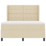 Letto a molle con testiera Crema 140 x 200 cm Tessuto