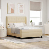 Letto a molle con testiera Crema 160 x 200 cm Tessuto