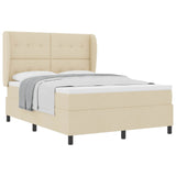 Letto a molle con testiera Crema 160 x 200 cm Tessuto