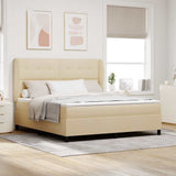 Letto a molle con testiera Crema 180 x 200 cm Tessuto