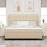 Letto a molle con testiera Crema 180 x 200 cm Tessuto