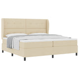 Letto a molle con testiera Crema 200 x 200 cm Tessuto