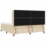 Letto a molle con testiera Crema 200 x 200 cm Tessuto