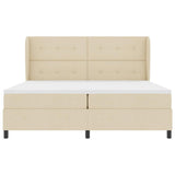 Letto a molle con testiera Crema 200 x 200 cm Tessuto