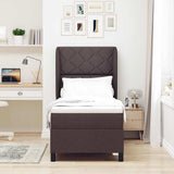 Letto a molle con materasso Marrone scuro 80 x 200 cm Tessuto