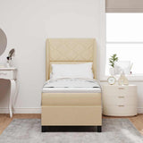 Letto a molle con materasso Crema 80 x 200 cm Tessuto