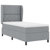 Letto a molle con testiera Grigio chiaro 100 x 200 cm Tessuto
