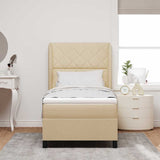 Letto a molle con materasso Crema 100 x 200 cm Tessuto
