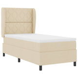 Letto a molle con materasso Crema 100 x 200 cm Tessuto
