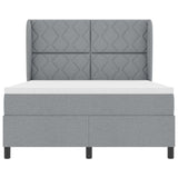 Letto a molle con testiera Grigio chiaro 160 x 200 cm Tessuto