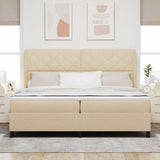 Letto a molle con materasso Crema 200 x 200 cm Tessuto