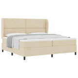 Letto a molle con materasso Crema 200 x 200 cm Tessuto