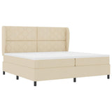 Letto a molle con materasso Crema 200 x 200 cm Tessuto