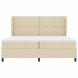 Letto a molle con materasso Crema 200 x 200 cm Tessuto
