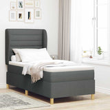 Letto a molle con materasso Grigio scuro 200 x 90 cm Tessuto