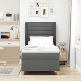 Letto a molle con materasso Grigio scuro 200 x 90 cm Tessuto