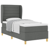 Letto a molle con materasso Grigio scuro 200 x 90 cm Tessuto