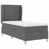 Letto a molle con materasso Grigio scuro 200 x 90 cm Tessuto