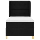 Letto a molle con testiera Nero 190 x 90 cm Tessuto