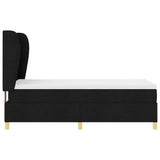 Letto a molle con testiera Nero 190 x 90 cm Tessuto