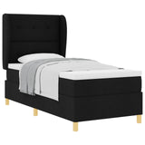 Letto a molle con testiera Nero 200 x 90 cm Tessuto