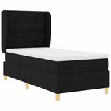 Letto a molle con testiera Nero 200 x 90 cm Tessuto