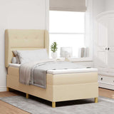 Letto a molle con testiera Crema 200 x 100 cm Tessuto