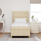 Letto a molle con testiera Crema 200 x 100 cm Tessuto