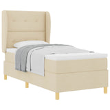 Letto a molle con testiera Crema 200 x 100 cm Tessuto