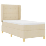 Letto a molle con testiera Crema 200 x 100 cm Tessuto