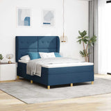 Letto a molle con testiera Blu 190 x 140 cm Tessuto