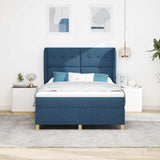 Letto a molle con testiera Blu 190 x 140 cm Tessuto