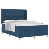 Letto a molle con testiera Blu 190 x 140 cm Tessuto