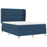 Letto a molle con testiera Blu 190 x 140 cm Tessuto