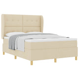 Letto a molle con testiera Crema 200 x 160 cm Tessuto