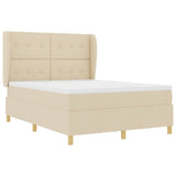 Letto a molle con testiera Crema 200 x 160 cm Tessuto