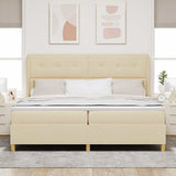 Letto a molle con materasso Crema 200 x 200 cm Tessuto
