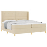 Letto a molle con materasso Crema 200 x 200 cm Tessuto
