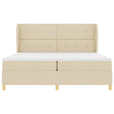 Letto a molle con materasso Crema 200 x 200 cm Tessuto