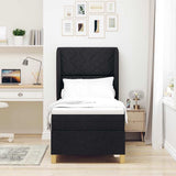 Letto a molle con materasso Nero 200 x 80 cm Tessuto
