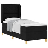 Letto a molle con materasso Nero 200 x 80 cm Tessuto