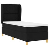 Letto a molle con materasso Nero 200 x 80 cm Tessuto