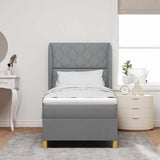 Letto a molle con testiera Grigio chiaro 200 x 100 cm Tessuto