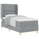 Letto a molle con testiera Grigio chiaro 200 x 100 cm Tessuto