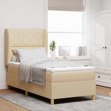 Letto a molle con materasso Crema 200 x 100 cm Tessuto