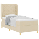 Letto a molle con materasso Crema 200 x 100 cm Tessuto