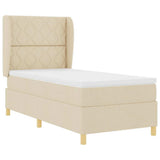 Letto a molle con materasso Crema 200 x 100 cm Tessuto