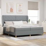 Letto a molle con testiera Grigio chiaro 200 x 200 cm Tessuto