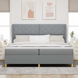 Letto a molle con testiera Grigio chiaro 200 x 200 cm Tessuto