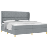 Letto a molle con testiera Grigio chiaro 200 x 200 cm Tessuto